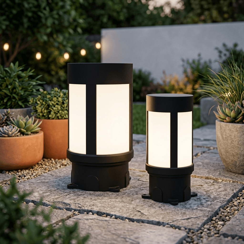 Lunar-โคมไฟหัวเสา-โรมาเนียน-SC698P-ติดภายนอก-สีดำ-เปรียบเทียบขนาด-SM-และ-LG