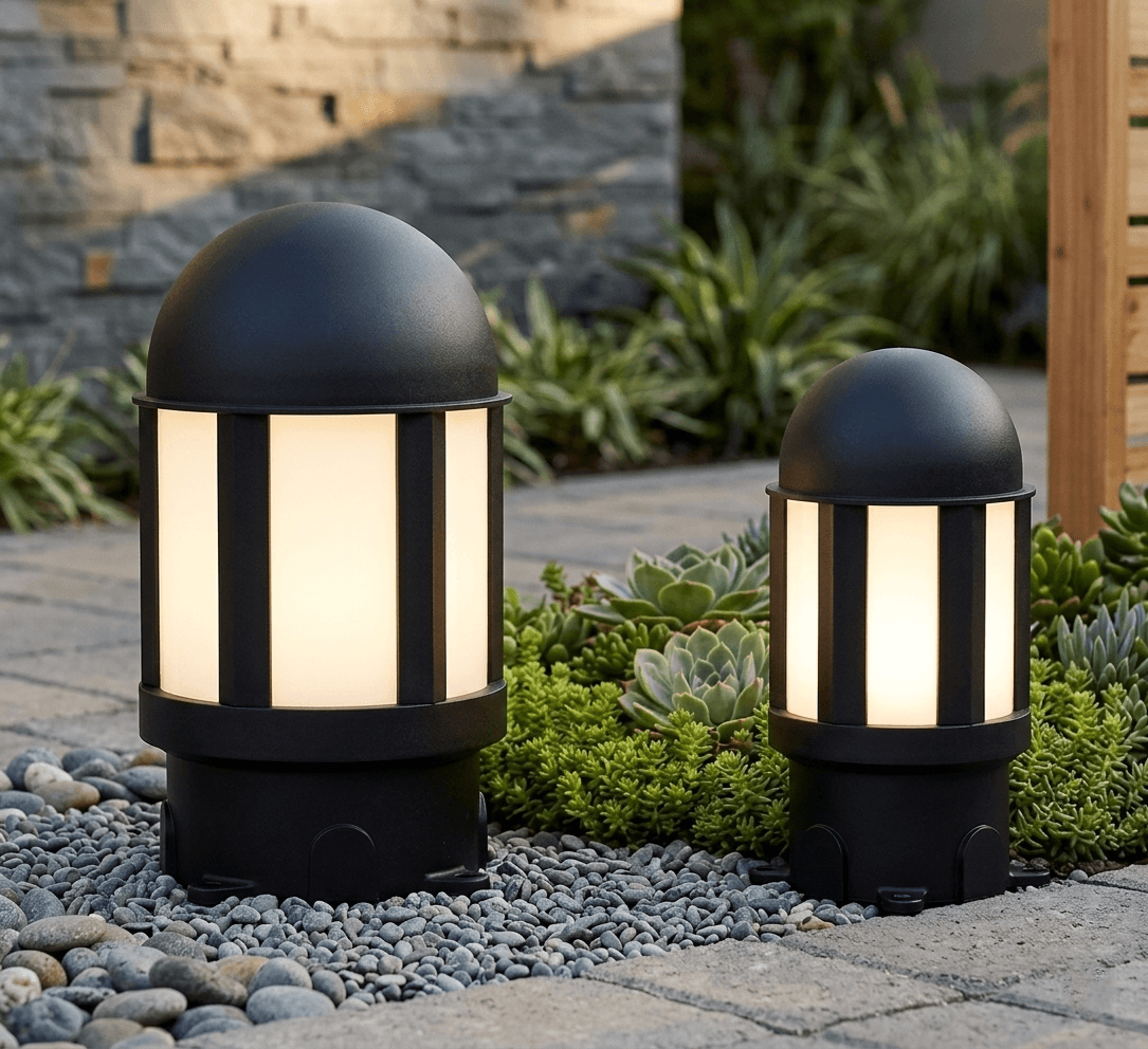 Lunar-โคมไฟหัวเสา-บาวาเรีย-SC699P-ติดภายนอก-สีดำ-ดีไซน์ทรงโดม